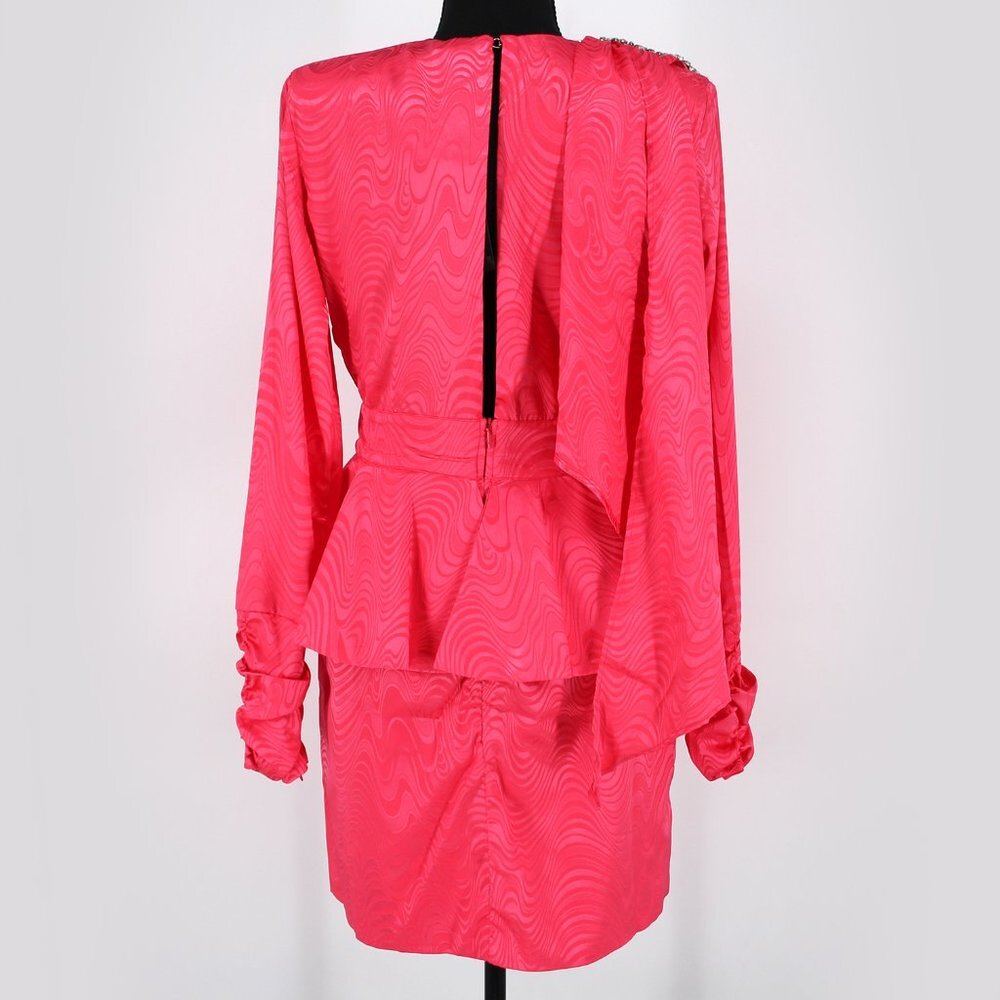 Dodo Bar Or Grace Embellished Long Sleeve Mini Dress Strong Pink Spirala 42 NEW - Picture 5 of 8
